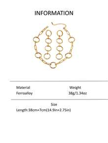 3pcs Geometric Circle Combination Necklace And Earrings Set, Minimalist Exaggerated Design, Suitable For Women's Daily, Party, Music Festival Wear - Gold - View 7