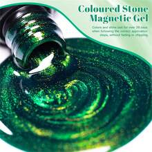 MEET ACROSS 1pc 7ml Jelly Colored Stone Cat Eye Gel Nail Polish, Gold Light Ultral Shine Gradient Magnetic Semi Permanent Soak Off UV Gel Varnish For Summer Nails, Manicure Nail Art Degign For Home And Salon Nail Supplies - 彩色 - 查看 5