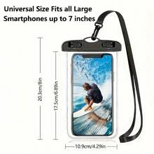 1pc Waterproof Luminous Touch Screen Phone Pouch, Beach Travel Waterproof Phone Bag, Silicone Sealed Anti-Sand Phone Protective Case, Universal Self-Sealing Waterproof Cover, Suitable For Swimming, Beach, Diving, Photography, Rafting, Transparent Waterproof Phone Case - Multicolor - View 4