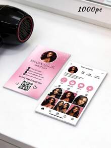 200/500/1000pc Customize Hair Stylist Pink Business Cards Template,Personalized Photo & Text Media Influencer Style Card, Beauty Salon Contact Card, QR Code Business Cards,Freelance Beauty Professionals Business Cards, Beauty Artist/Hair/Nails/Lahes Business Cards Template,Beauty Salon Promotion Business Cards,Custom Card,Personalized Gifts - Multicolor - View 9
