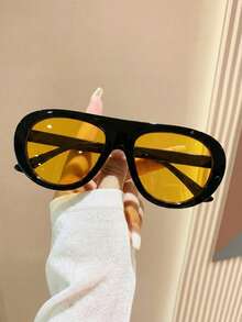 1 pereche de ochelari de soare cu ramă aviator portocalie, design inspirat de inspirație, cu farmec modern și retro, potriviți pentru fotografie stradală, ținute, vacanțe, călătorii și alte ocazii, accesoriu elegant - portocale - Vizualizare 2