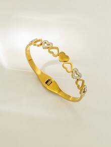 Stainless Steel Heart-Beating Signal Zirconia Inlaid Bracelet, Niche Elegant Commemorative/Confession Gift - Multicolor - View 9