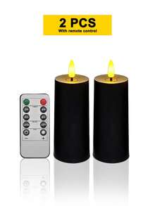 2/3/4/5件組 無火燭光燈 附遙控器,電池供電無味無火蠟燭,適用於萬聖節、聖誕節、情人節、禮物、生日、求婚、婚禮、派對 - 黑色-暖光款 - 查看 12