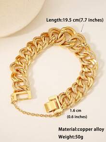 1条奢华镀金纹理链条手链，结实耐用的链手链，适合女士日常佩戴 - 金黃色 - 查看 5