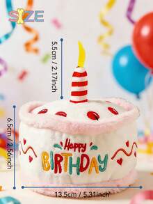 1pc Realistic Birthday Cake Toy With Sound, "HAPPY BIRTHDAY" Embroidery, Built-In BB Sound Maker, Heart Embroidery, 3D Birthday Candle, Birthday Party Photo Prop, Pet Interactive Toy, Suitable For Cats & Dogs, Birthday/Party Gift - Multicolor - View 2