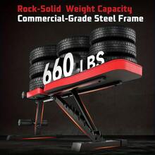 Foldable Adjustable Weight Bench - 300kg Heavy Duty, 8-Level Incline/ Decline, Compact Home Gym Bench For Full Body Workout, Quick Storage - Black - View 3