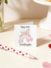 Personalized Easter Children's Card - Customized Name Bunny Greeting Card, Easter Basket Filler, Grandchild Gift, Spring Party Favor - Multicolor - View 6