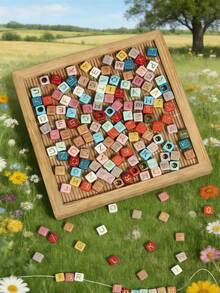 300/600/1000pcs Mixed Color Acrylic Letter Pattern Square Spacer Beads For Jewelry Making - Multicolor - View 8