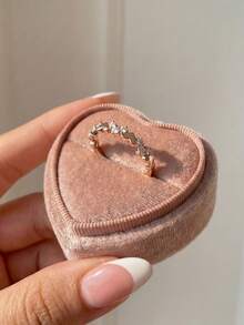 Stylever 1pc Romantic Heart-Shaped Decorative Ring, S925 Sterling Silver Promise Ring, Exquisite Jewelry Gift For Girls, Prom, Couples, Wedding Engagement, Bridal, Valentine's Day - Rose Gold - View 5