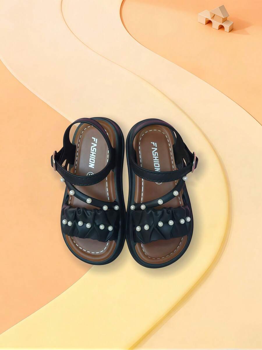 Vicvait Summer Kids/Teens Indoor Pearl Decor Open Toe Beach Sandals