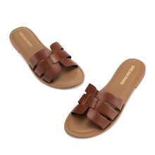 Women's Slide Sandals Slip-On Open Toe Strappy Design Flat Sandals Fashion Dress Casual Comfortable Summer Beach Walking Slides Shoes - 巧克力棕 - 查看 8