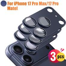 ZYONS 3 piezas de protector de lente de metal azul de aleación compatible con iPhone 17 Pro Max, diseño ajustado sin costuras, anti-arañazos, anti-huellas dactilares, anti-polvo, protección completa contra arañazos e impactos, preserva la calidad original de la cámara, regalo de fotografía de cumpleaños - 3 piezas - Ver 13