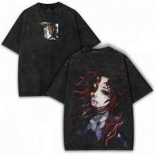 Camisetas de San Valentín Kokushibo Ascension – Camiseta vintage lavada con estampado de cara dividida en la espalda - Negro - Ver 2