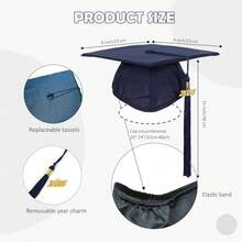2026 Unisex Matte Graduation Gown And Cap Set With Tassel For Middle High School Bachelor - Navy - View 5