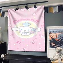 SANRIO 1件可爱肉桂狗烘焙坊挂毯，粉色格子糕点装饰，三丽鸥主题家居装饰，适合女孩卧室和宿舍 - 彩色 - 查看 4