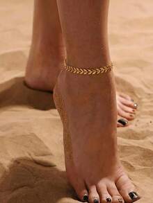 1pc Gold Anklet For Women Dainty Arrow Chain Foot Jewelry Summer Beach Boho Ankle Bracelet Adjustable Gift - Gold - View 1