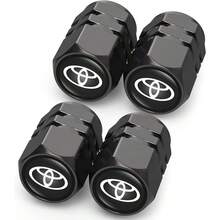 NEW- Tire Valve Caps, Valve Stem Caps Fit  , Corolla, RAV4, Highlander, Alloy Car Tire Caps For Corrosion Resistant Leak-Proof Car Accessories, Black - Parent Fit-b14 - View 1