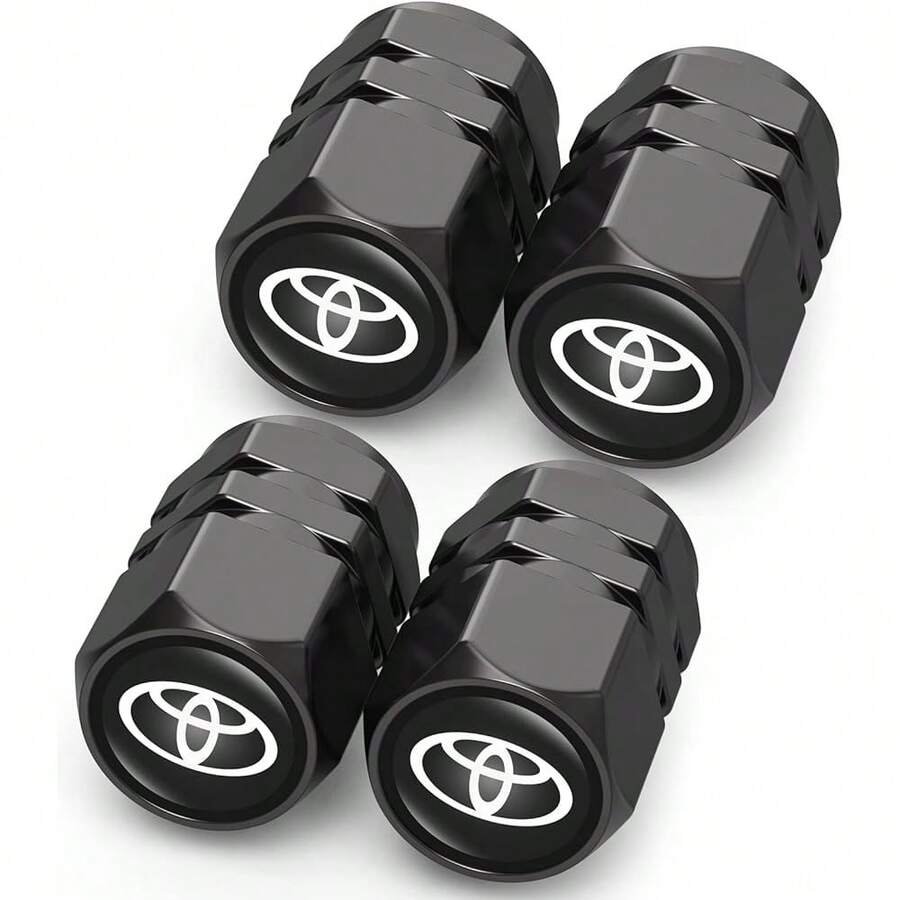 NEW- Tire Valve Caps, Valve Stem Caps Fit  , Corolla, RAV4, Highlander, Alloy Car Tire Caps For Corrosion Resistant Leak-Proof Car Accessories, Black - Parent Fit-b14 - View 1