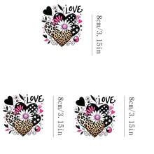 1pc/2pcs/3pcs Leopard Print Heart Heat Transfer Printing Patch, DIY Iron-On Fabric Sticker, Suitable For T-Shirts, Hoodies, Baseball Caps, Canvas Bags - 3PCS-s - View 4