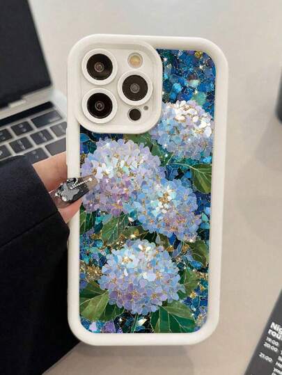 1pc Floral Pattern Matte White Scratch-Resistant Anti-Fingerprint Full Coverage Phone Case Compatible With IPhone 17/16/16Pro/16Plus/15/15ProMax/15Pro/11/12/13/14ProMax/11Pro/11ProMax/12Pro/12ProMax/13Pro/13ProMax/14Pro