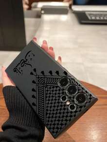 1pc Fashionable Creative Wireframe Grid Pattern Phone Case Compatible With IPhone, Honor, Galaxy, - Black - View 6