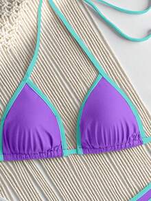 RWX VEST Triangle Bikini With Contrasting Trim And Adjustable Tie 2025 XX574 - Morado - Ver 3