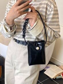 A Fashionable, Simple And Exquisite Pearl Mobile Phone Crossbody Bag, A 2026 New Model Women's Crossbody Bag - Black - View 4