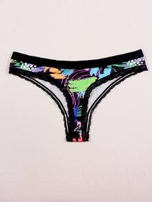 Dircho 3pcs Women's Vibrant Abstract Print Thong Set, Ultra-Soft Skin-Friendly High Stretch Underwear Designed For All-Day Comfort And Bold Daily Style - Multicolor - View 8