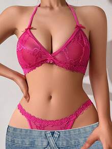 Custom Lace Transparent T-String Set, Custom Metal Letter Decoration Sexy Lingerie, Customized Rhinestone Letter Lace Sexy Lingerie Sequin Colorful Custom,Personalized,Unique,Customized Personalized Gifts For Men/Women,Lingerie,Panties,Underwear,Thongs Ideal Gifts For Her Girlfriend Living Room,Bedroom,For Anniversaries,For Birthdays,For Holiday,Dawg,Colorful,Cute,Adorable,Contracted,Funny,Custom,Unique,Customized,Personalized,Ideal Gifts For Him,Ideal Gifts For Her,Boyfriend,Girlfriend,Family,Friends,Her,Customized Women Sexy Lingerie And Costumes,Delicate Romance,Underwear & Sleepwear,Easy Comfort,Anniversary Gift, Valentine Gift, Birthday Gift, Wedding Gift - Pink - View 3