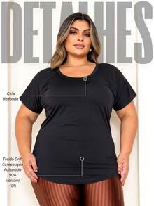 Plus Size Blouse In Lightweight, Comfortable Dry Fit Fabric For Workouts, Fitness, And Casual Sportswear - 黑色 - 查看 2