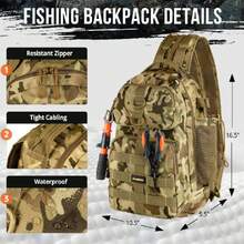 Fishing Backpack With Tackle Boxes, Waterproof Fishing Sling Tackle Bag For Fishing Gear With Rod Holder, Fishing Gifts For Men With Fishing Lures, Fishing Pliers, Fish Lip Gripper.,41466824 - Orange - View 6