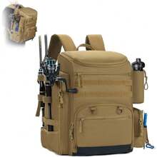 Fishing Backpack With 2 Rod Holders Tackle Box, 41/25L Water-Resistant Fishing Tackle Bag Storage Fishing Gear And Equipment,41467185 - Yellow - View 2