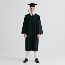 2026 Unisex Matte Graduation Gown And Cap Set With Tassel For Middle High School Bachelor - Black - View 6