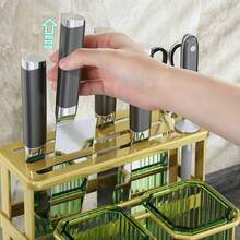 Organizador De Utensilios De Cocina Soporte De Cucharas de Cocina, Diseño practico y Multifuncional, Organizador de Cubiertos - Verde - Ver 4