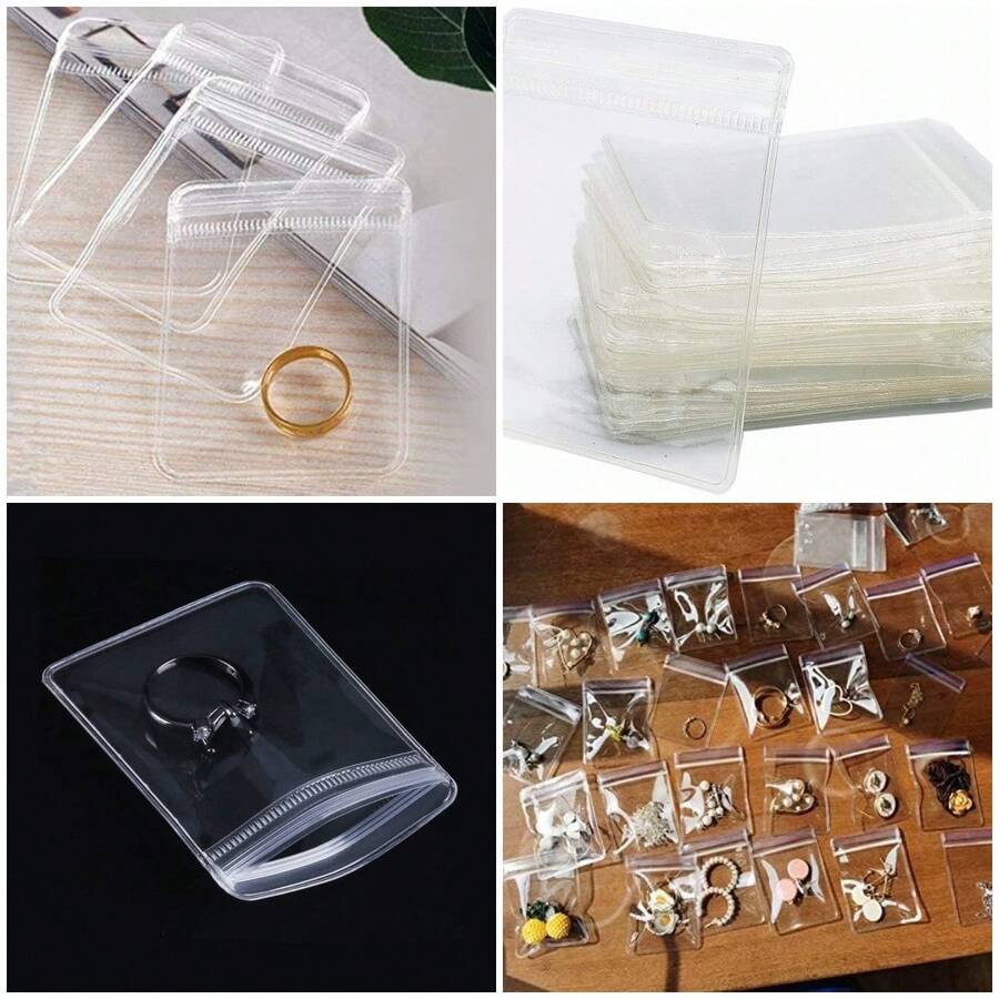 100 bolsas transparentes de PVC para joyas con cierre de cremallera, tamaño pequeño, a prueba de polvo, bolsa hermética para joy - 1,57 x 2,36 pulgadas - Ver 1