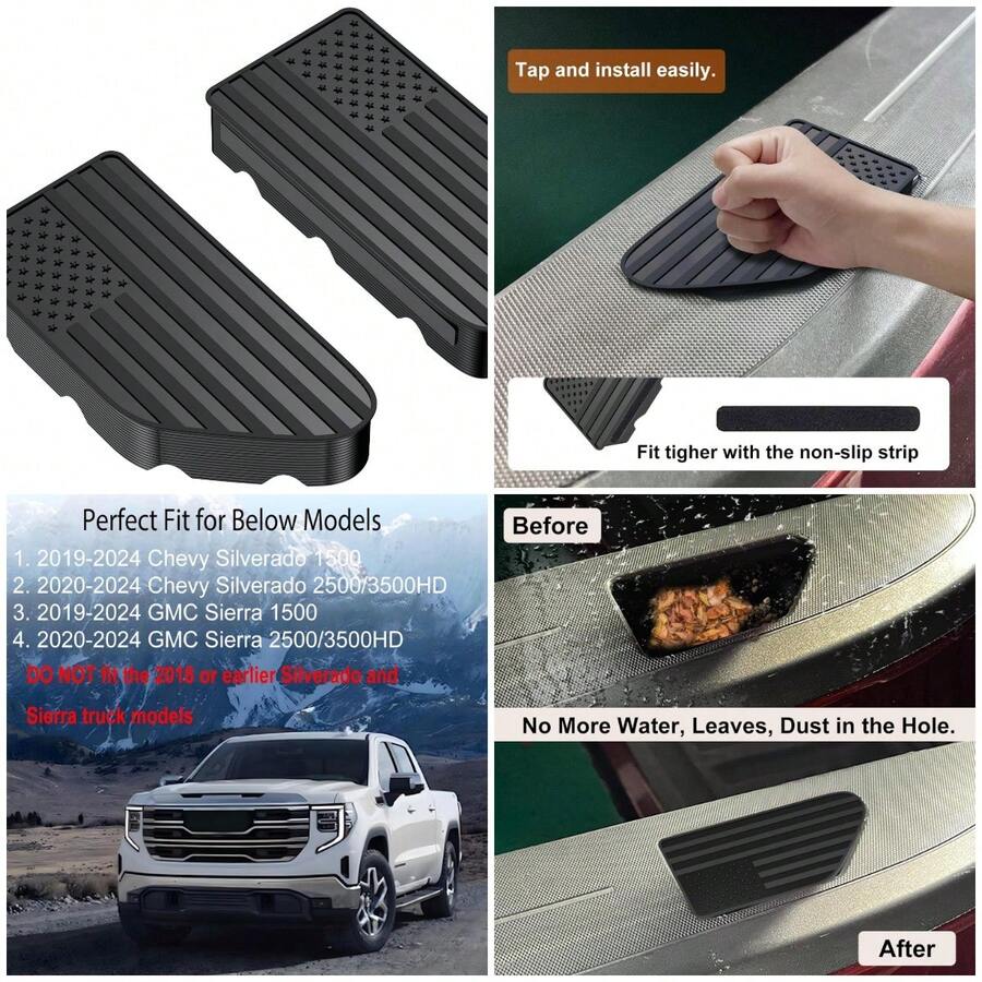 Cubiertas para Huecos de Estacas /2500/3500HD (2020-2026) y /1500 (2019-2026), Tapas para Orificios de Rieles - A - Ver 1