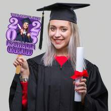 Personalized Face Fan With Wooden Handle Custom Photo Head Fan 2026 Graduation Birthday Party Favors Creative Celebration Prop - Color 1 - View 2