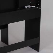 Jooli H Dressing Table Set With LED Lights Mirror, Vanity Makeup Table 2 Large Drawers And Stool, Black - Black - View 8