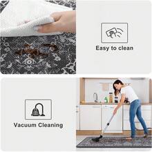KIMODE Anti Fatigue Kitchen Mats Floor, Boho Floral Kitchen Rugs 17x29.5+17 X47", Cushioned Mats Kitchen Floor, Non Slip Kitchen Floor Mats, Sink, Laundry, Office, Desk Blue Multi E3V1 - 深灰色 - 查看 6