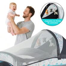 Cuna Corral Bebé Multifunción Con Cambiador Y Mosquitero Gris Poliéster - Gris - Ver 10