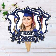 1pc/3pcs/6pcs Personalized Face Fan With Wooden Handle Custom Photo Head Fan 2026 Graduation Birthday Party Favors Creative Celebration Prop - Color 1 - View 6