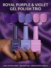GMUME Bộ 3 lọ sơn gel màu tím gradient 15ml, màu tím đậm, tím oải hương, tím hoa cà, phong cách ma thuật phù thủy Halloween mùa xuân, kiểu dáng thanh lịch huyền bí, bộ sơn gel UV LED dễ tháo. - Nhiều màu - Xem 3