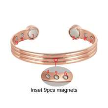 Vinterly 9.3mm Adjustable Striped Magnetic Copper Bracelet, High Magnetic Force Healthy Jewelry, Adjustable Size - The Bottom Is Inlaid With 9 Magnets + Copper Color + Width 9.3mm - View 10