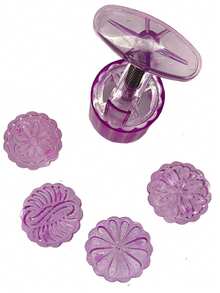 5pcs/Set Embossed Mooncake Mold, Handpress Style, For Sweet Potato, Yam Cake, Bean Paste Cake, Baking Tool, 75-83g - Purple - View 9