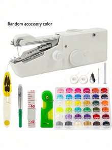 便携式手持缝纫机套装,包含36个梭芯,电动和手动二合一缝纫,适合DIY、服装制作和旅行,配件颜色随机,手持式缝纫订书机,迷你简易缝纫机,适合初学者和旅行使用,耐用的迷你裁缝缝纫刺绣工具设备,多种颜色可选。 - 彩色 - 查看 16