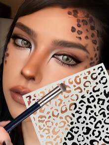 2件/1件 性感镂空豹纹模板 创意个性化面部化妆工具 适用于狂欢节、音乐节、角色扮演 豹纹妆容 - 彩色 - 查看 2