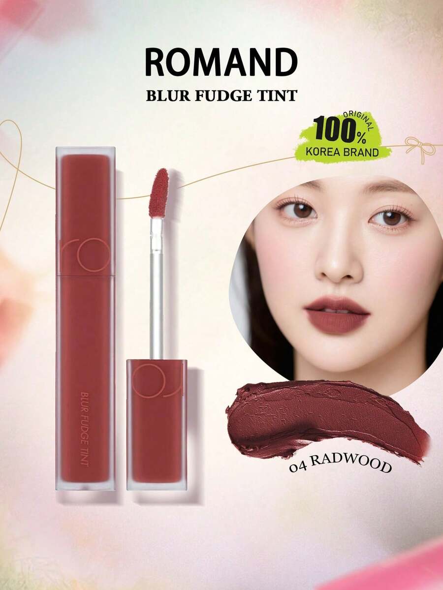 Rom&nd Romand BLUR FUDGE TINT 04 RADWOOD，柔雾质地，慕斯般顺滑触感，不拔干，打造柔焦妆效，轻盈舒适，韩国化妆品，5.0克/0.18盎司