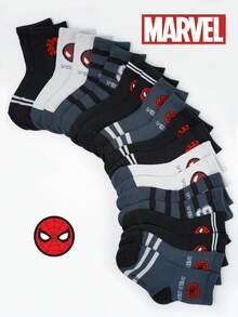 Marvel 漫威 1/5/10 双装 儿童可爱超级英雄蜘蛛侠系列袜子，男童中筒袜，韩版卡通，秋冬款，女童袜子，儿童蜘蛛侠及超级英雄角色袜子 - 彩色 - 查看 11