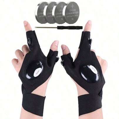 Guantes de pesca con LED para reparaciones de emergencia, guantes de iluminación para pesca nocturna, guantes con luces en los dedos