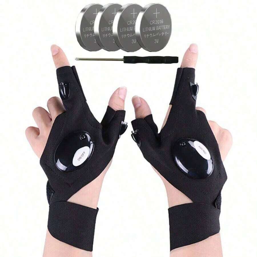 Guantes de pesca con LED para reparaciones de emergencia, guantes de iluminación para pesca nocturna, guantes con luces en los dedos